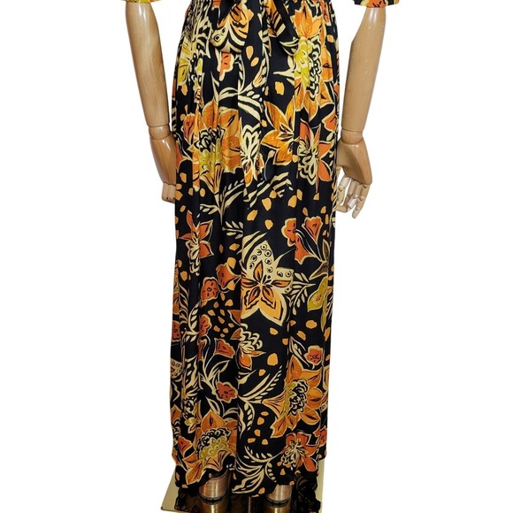 Dress Forum Heavenly Surplice Maxi Fall Dress Women's Small Black Boho Floral - Picture 9 of 11